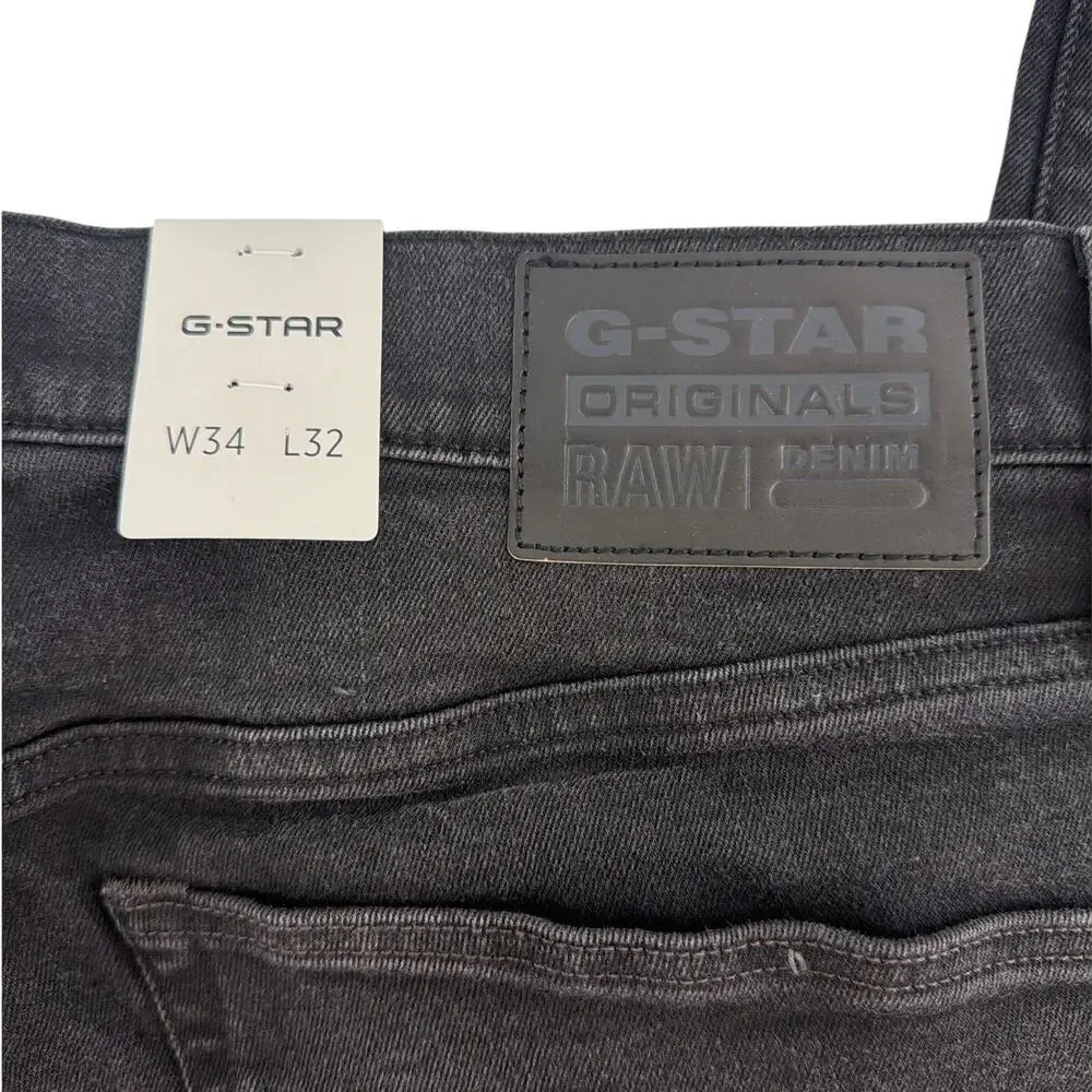 G-Star Men's Black Onyx 3301 Regular Tapered Jeans Size 34